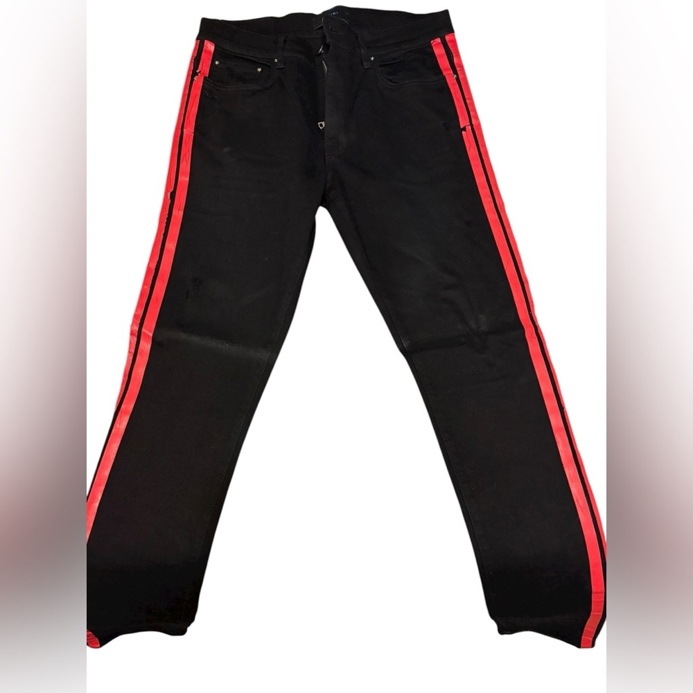 AMIRI Black Jeans with Red Stripes